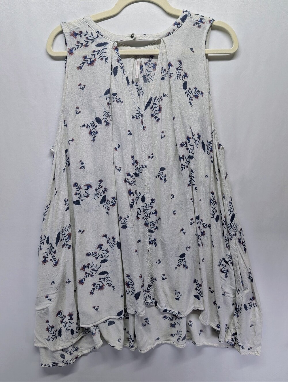 Free People White Floral Tunic Top